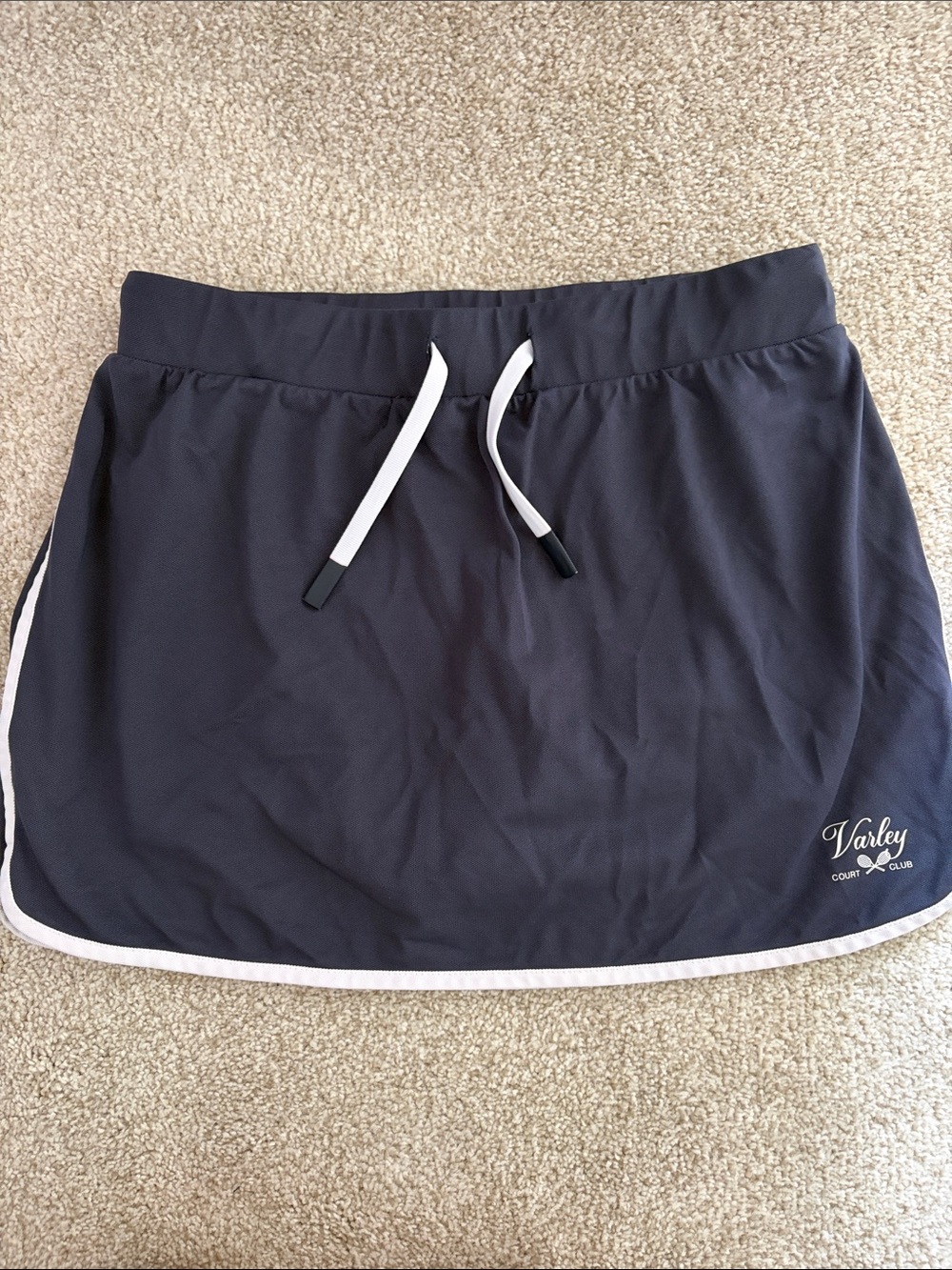 Varley Navy Blue Athletic Mini Skirt with Drawstring
